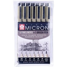 ����� ����������� ����� Sakura Pigma Micron 6 + brush, POXSDK7B