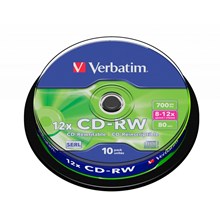 �������� ���������� CD-RW, 8x-12x, Verbatim Serl Scratch, Cake/10, 43480