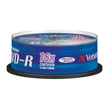   DVD-R Printable, 16x, Verbatim Azo Wide, Cake/25, 43538