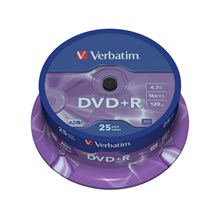   DVD+R, 16x, Verbatim Azo Matt Silver, Cake/25, 43500